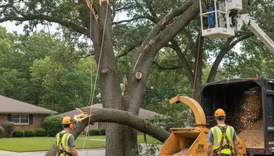 Wilmington, NC tree service crew removing storm-damaged trees during emergency cleanup