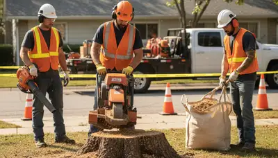 Wilmington, NC stump removal service clearing a stump from a residential yard