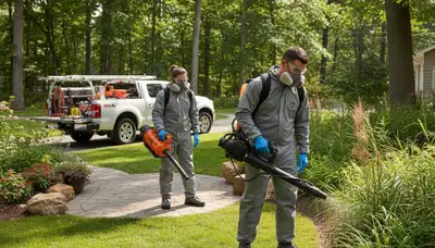 Tree service crew providing tick control in Wilmington, NC for yards and wooded borders