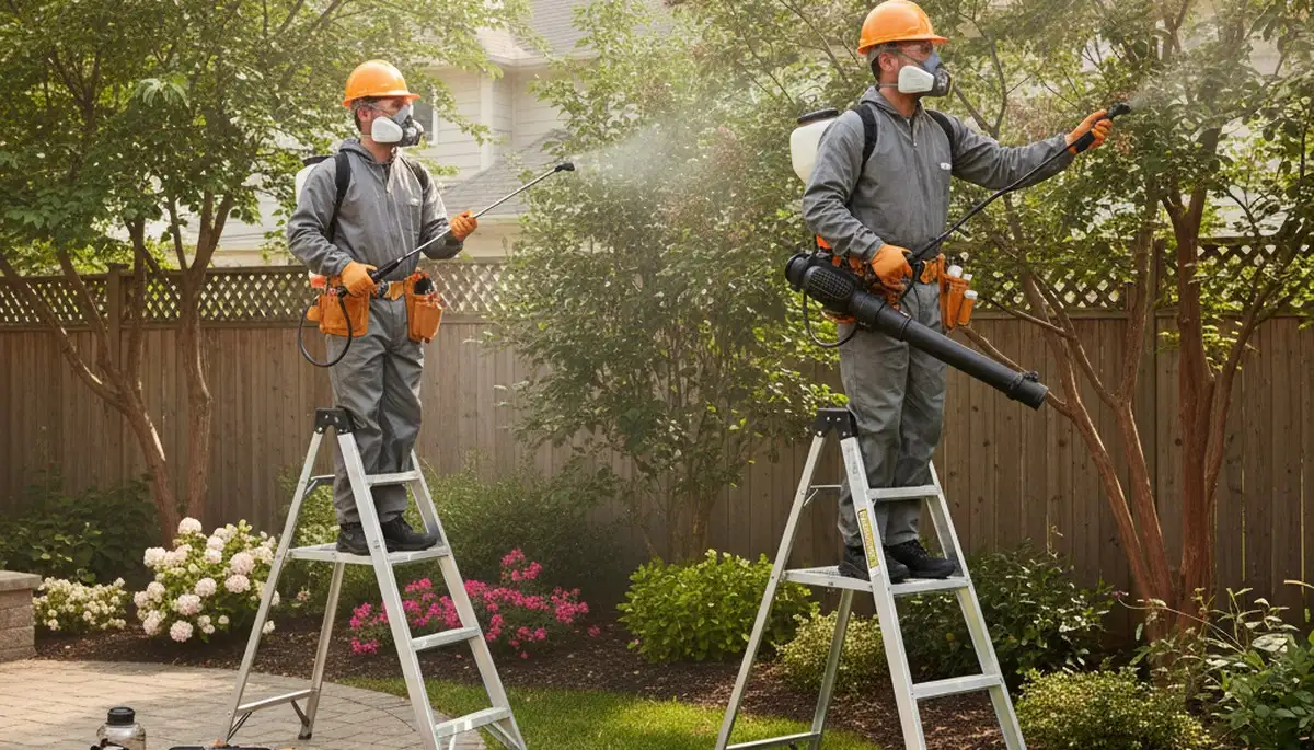 Tree service crew in Wilmington, NC providing tick control for yards and wooded outdoor spaces
