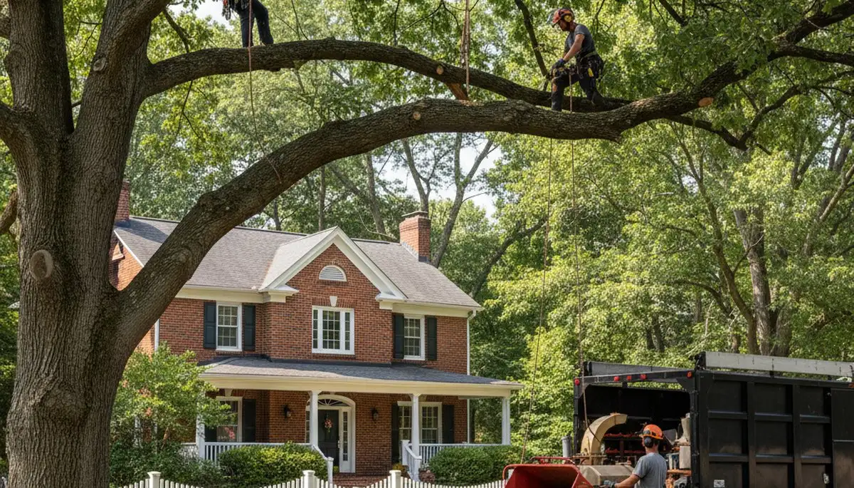 Tree service crew in Wilmington, NC removing a tree for safe, professional property care