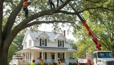 Tree service crew in Wilmington, NC performing professional tree removal and trimming