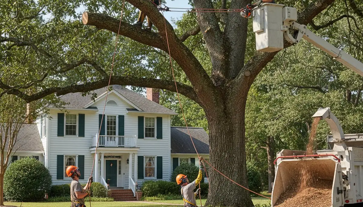 Tree service crew in Wilmington, NC handling professional tree removal and cleanup