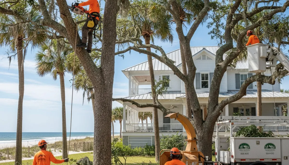 Tree service crew in Wilmington, NC providing professional tree removal and pruning services