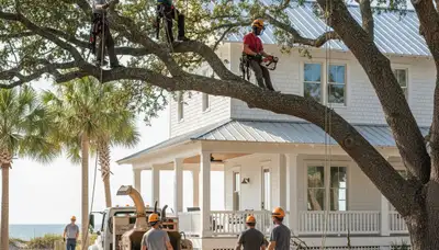 Tree service crew in Wilmington, NC providing safe tree removal and trimming for local properties