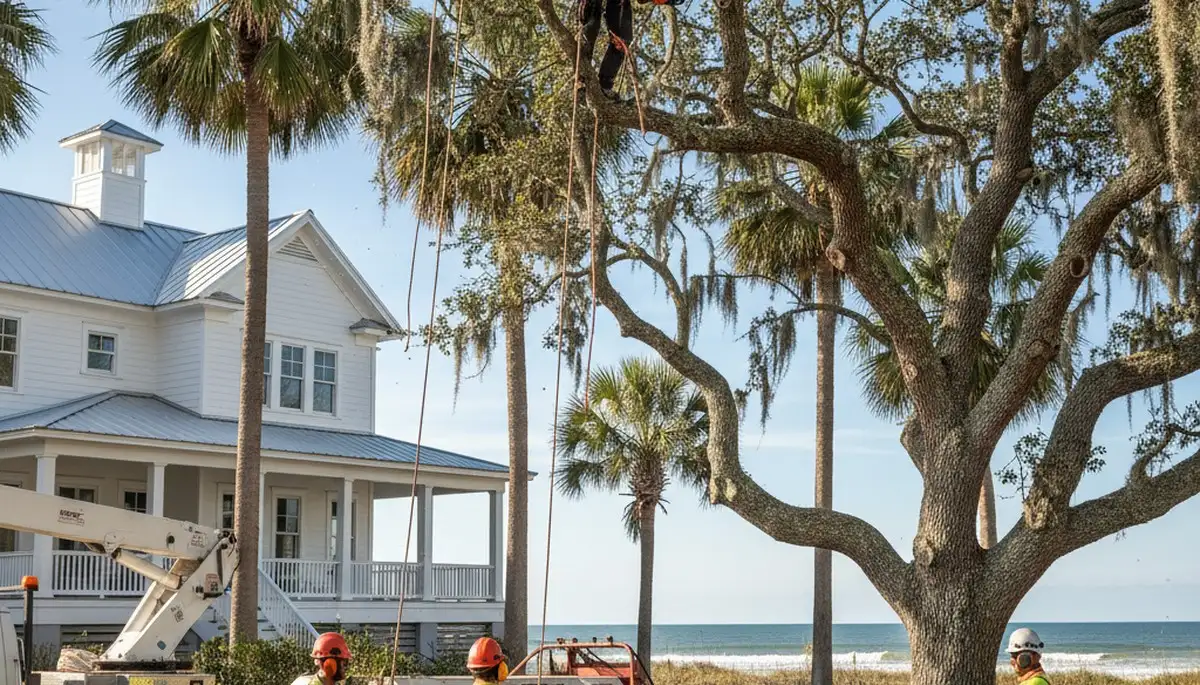 Tree service crew in Wilmington, NC providing professional tree removal and trimming services