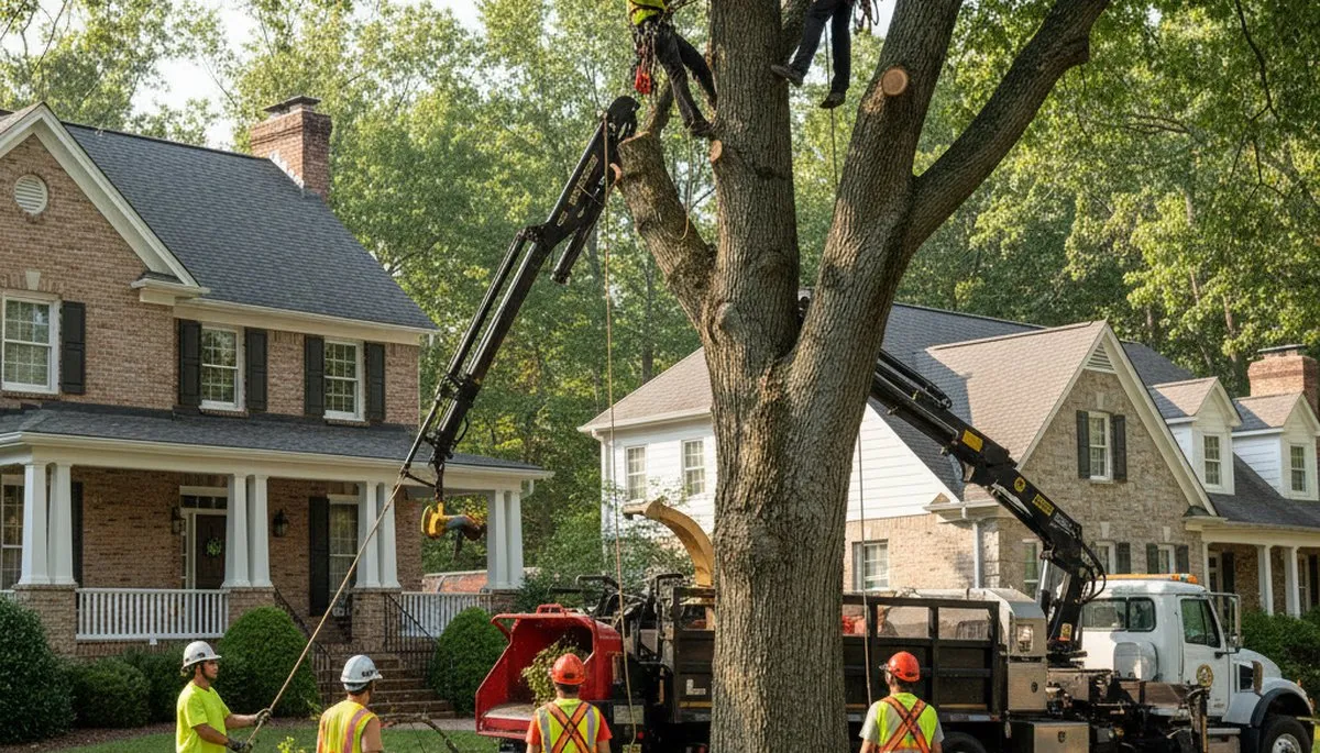 Tree service crew in Wilmington, NC providing professional tree removal and trimming services