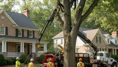 Tree service crew in Wilmington, NC providing professional tree removal and trimming services