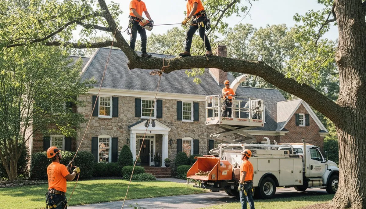 Tree service crew in Wilmington, NC providing professional tree removal and trimming services