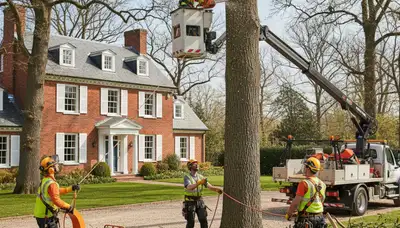 Tree service crew in Wilmington, NC providing safe tree removal and trimming for local properties