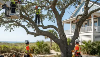 Tree service crew in Wilmington, NC providing professional tree removal services