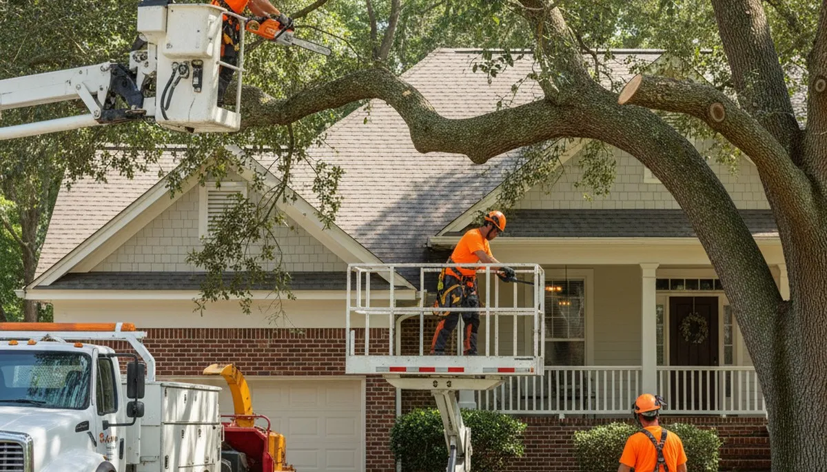 Tree service crew in Wilmington, NC providing professional tree removal and trimming services