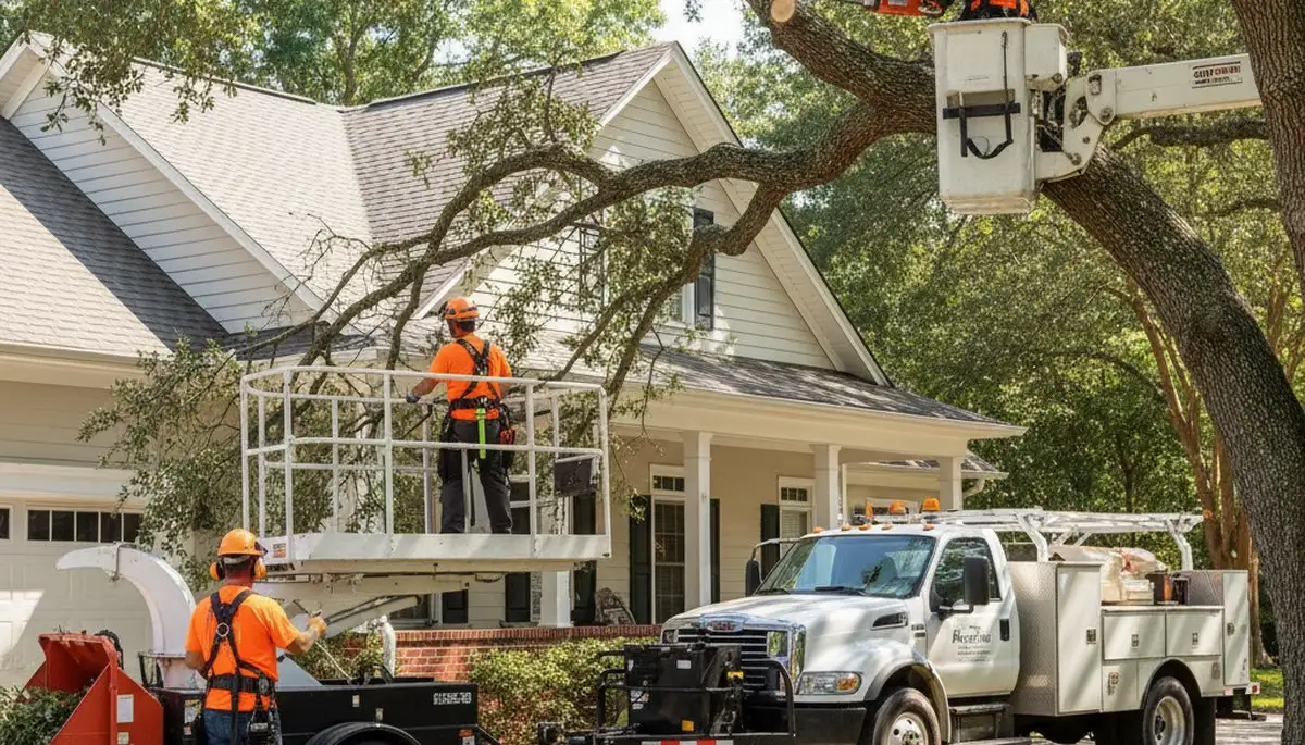 Tree service crew in Wilmington, NC providing professional tree removal and trimming services
