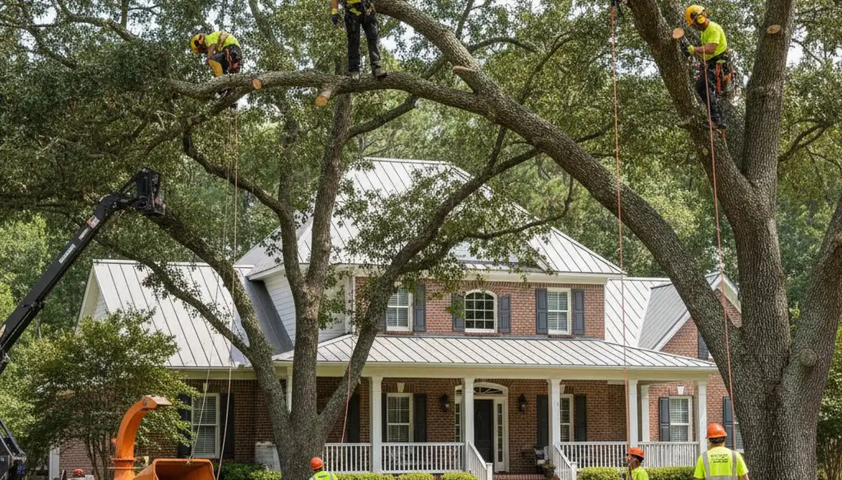 Tree service crew in Wilmington, NC providing professional tree removal and trimming services