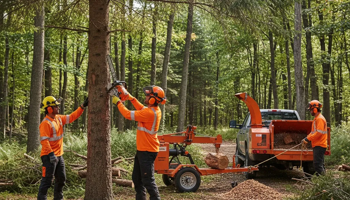 Woodlot management crew improving wooded acreage in Wilmington, NC
