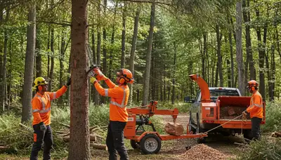 Woodlot management crew improving wooded acreage in Wilmington, NC
