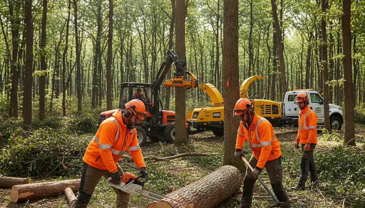 Woodlot management team in Wilmington, NC clearing and maintaining wooded acreage for safer, healthier land